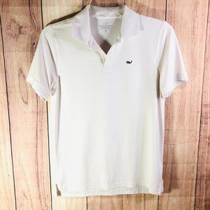 Vineyard Vines Performance Stretch Short Sleeve Polo Shirt White Boys Sz Medium